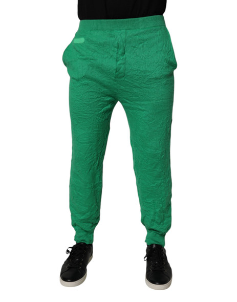 Dsquared² Green Cotton Elastic Waist Men Casual Pants Dsquared² Green Cotton Elastic Waist Men Casual Pants