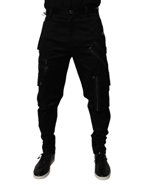Dolce & Gabbana Black Cotton Cargo Tapered Pants Dolce & Gabbana Black Cotton Cargo Tapered Pants