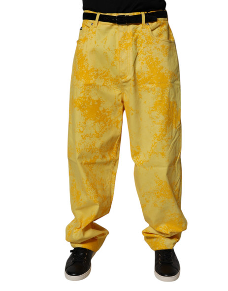 Dolce & Gabbana Yellow Tie Dye Cotton Straight Denim Jeans Dolce & Gabbana Yellow Tie Dye Cotton Straight Denim Jeans