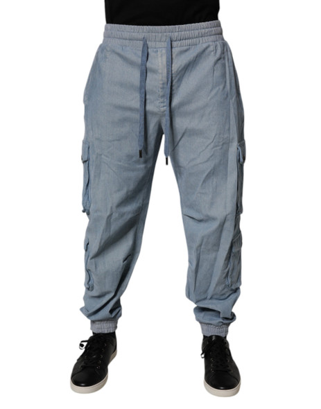 Light Blue Cotton Jogger Cargo Men Denim Pants Light Blue Cotton Jogger Cargo Men Denim Pants