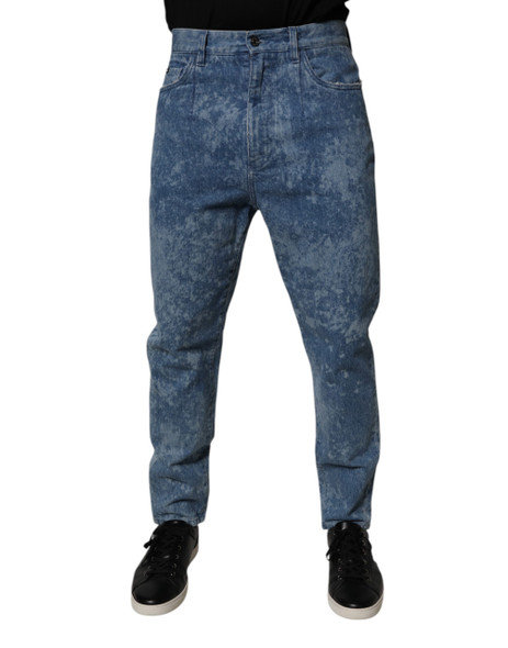 Blue Tie Dye Cotton Skinny Men Denim Jeans Blue Tie Dye Cotton Skinny Men Denim Jeans