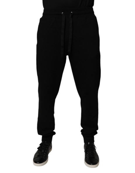 Dolce & Gabbana Black Cotton Mid Waist Jogger Sweatpants Pants Dolce & Gabbana Black Cotton Mid Waist Jogger Sweatpants Pants