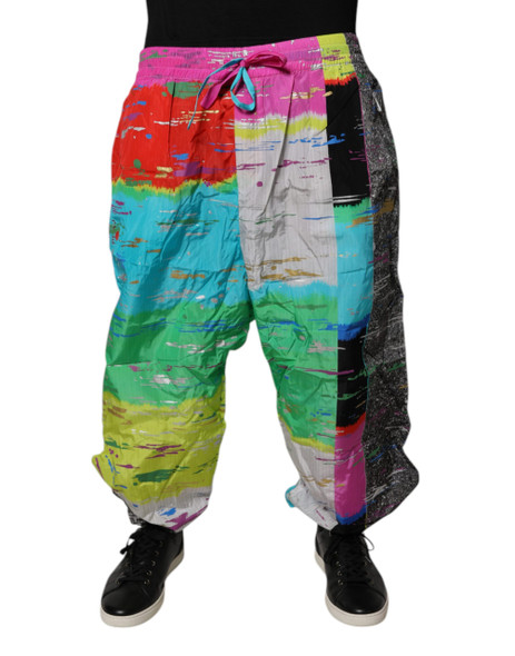 Dolce & Gabbana Multicolor Patchwork Mid Waist Sweatpants Pants Dolce & Gabbana Multicolor Patchwork Mid Waist Sweatpants Pants