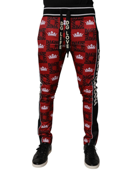 Dolce & Gabbana Red Crown Logo Monogram Men Sweatpants Pants Dolce & Gabbana Red Crown Logo Monogram Men Sweatpants Pants