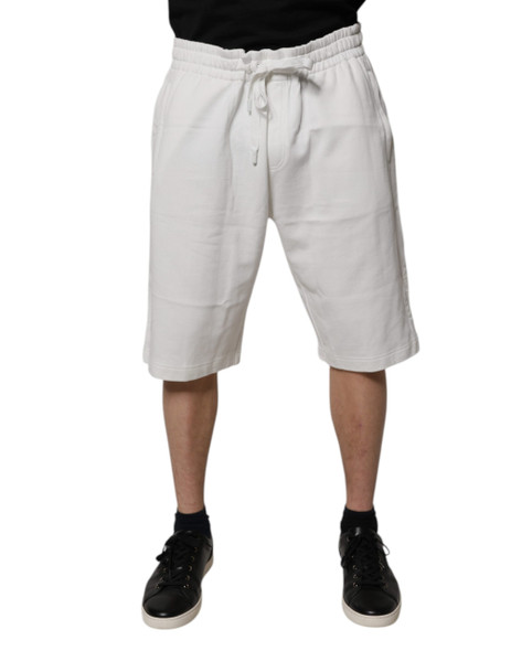 White Cotton Sweatshorts Men Bermuda Shorts White Cotton Sweatshorts Men Bermuda Shorts