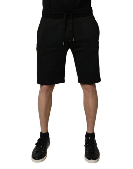 Black Cotton Sweatshorts Men Bermuda Shorts Black Cotton Sweatshorts Men Bermuda Shorts