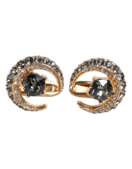 Brass Gold Black Crystal Luna Cufflink Brass Gold Black Crystal Luna Cufflink