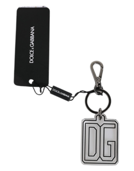 Gray Black DG Rubber Logo Silver Men's Keychain Keyring Gray Black DG Rubber Logo Silver Men's Keychain Keyring