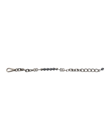 Silver Tone Chain Lobster Clasp Logo Gray Pearls Bracelet SMY101340 Silver Tone Chain Lobster Clasp Logo Gray Pearls Bracelet SMY101340