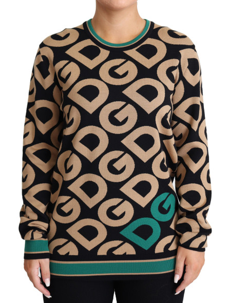 Dolce & Gabbana Multicolor DG Mania Wool Crewneck Pullover Sweater Dolce & Gabbana Multicolor DG Mania Wool Crewneck Pullover Sweater