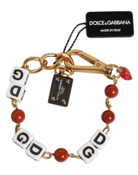 Multicolor Gold Tone Brass Chain DG Logo Dice Bracelet Multicolor Gold Tone Brass Chain DG Logo Dice Bracelet
