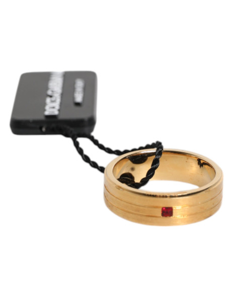Gold Tone Brass Red Crystal DG Logo Ring Gold Tone Brass Red Crystal DG Logo Ring
