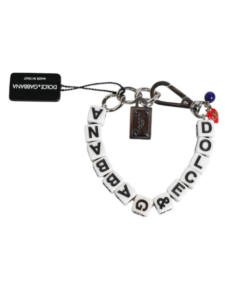 Silver Brass Chain Dice Logo Embellished Charm Bracelet Silver Brass Chain Dice Logo Embellished Charm Bracelet