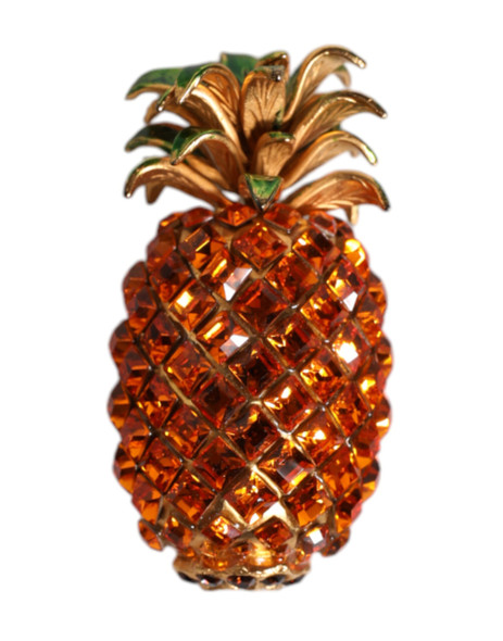 Dolce & Gabbana Gold Brass Pineapple Crystal Jewelry Brooch Pin Dolce & Gabbana Gold Brass Pineapple Crystal Jewelry Brooch Pin