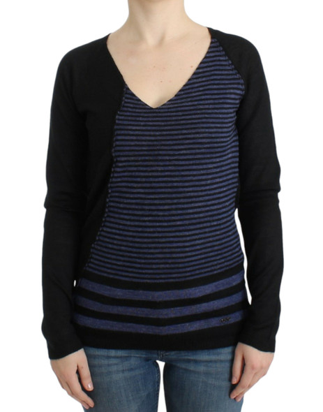 Black striped V-neck sweater SIG12050 Black striped V-neck sweater SIG12050