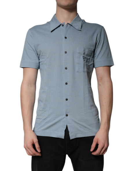 Dolce & Gabbana Blue Cotton Button Down Casual Men Polo Shirt TSH84562 Dolce & Gabbana Blue Cotton Button Down Casual Men Polo Shirt TSH84562