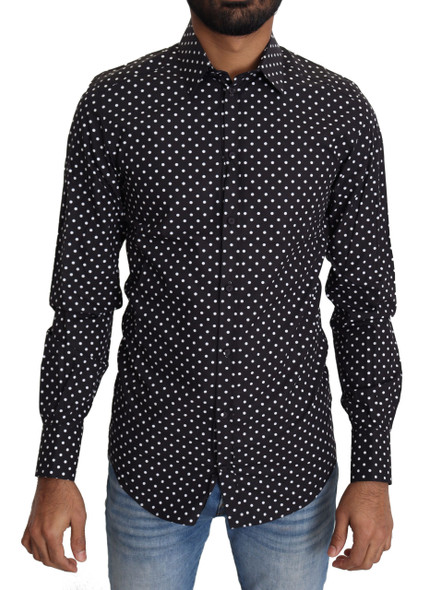 Dolce & Gabbana Black White Polka Dots Casual Shirt Dolce & Gabbana Black White Polka Dots Casual Shirt