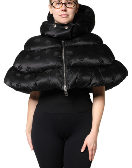 Dolce & Gabbana Black Padded Puffer Hooded Full Zip Cropped Jacket Dolce & Gabbana Black Padded Puffer Hooded Full Zip Cropped Jacket