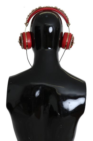 FRENDS Leather Red Floral Crystal Headset Headphones FRENDS Leather Red Floral Crystal Headset Headphones