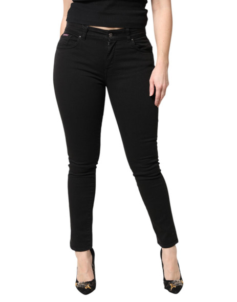 Dolce & Gabbana Black Cotton Mid Waisted Skinny Denim Jeans Dolce & Gabbana Black Cotton Mid Waisted Skinny Denim Jeans