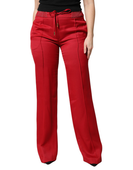 Red Viscose Straight Fit Pants Red Viscose Straight Fit Pants