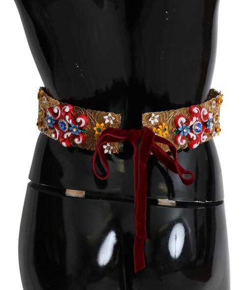 multicolor Embellished Floral Crystal Wide Waist Belt multicolor Embellished Floral Crystal Wide Waist Belt
