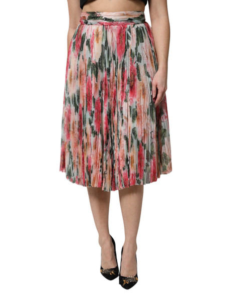 Dolce & Gabbana Multicolor Silk Floral High Waist Midi Skirt Dolce & Gabbana Multicolor Silk Floral High Waist Midi Skirt