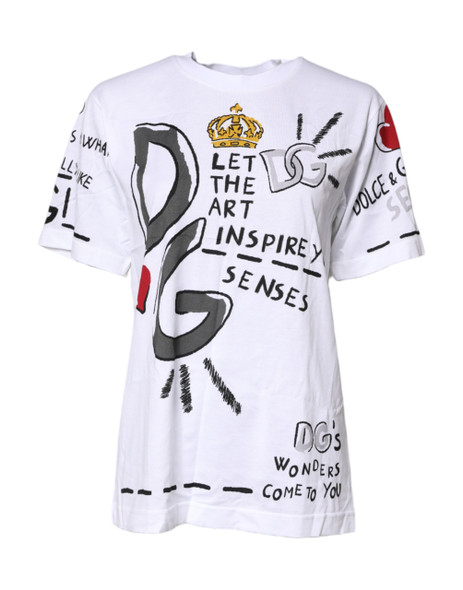 Dolce & Gabbana White Short-Sleeved Printed Jersey T-shirt Dolce & Gabbana White Short-Sleeved Printed Jersey T-shirt