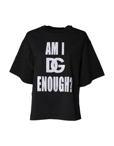 Dolce & Gabbana Black Printed Cotton Crew Neck Tee T-shirt Dolce & Gabbana Black Printed Cotton Crew Neck Tee T-shirt