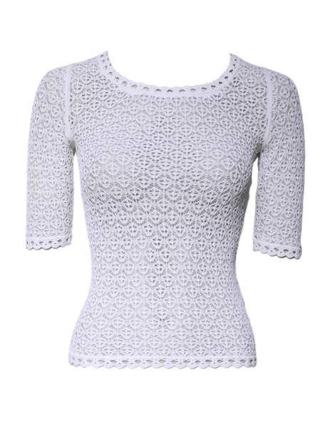 Dolce & Gabbana White Viscose Short Sleeve Crochet Top Dolce & Gabbana White Viscose Short Sleeve Crochet Top