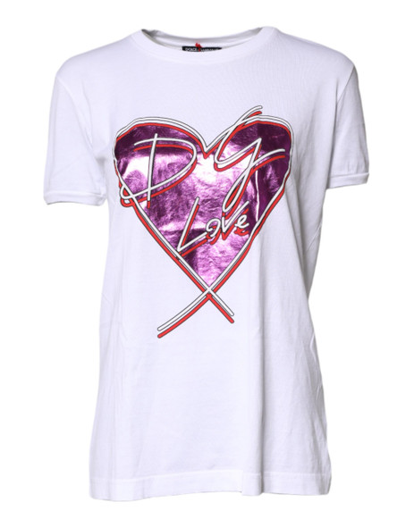 White Printed Cotton Round Neck Top T-shirt White Printed Cotton Round Neck Top T-shirt