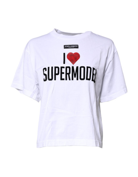 Dolce & Gabbana White Printed Round Neck Top Cotton T-shirt Dolce & Gabbana White Printed Round Neck Top Cotton T-shirt