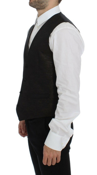 Black Wool Logo Dress Gilet Vest Black Wool Logo Dress Gilet Vest