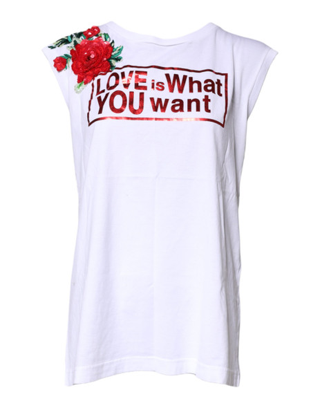 Dolce & Gabbana White Floral Graphic Print Sleeveless Tank Top Dolce & Gabbana White Floral Graphic Print Sleeveless Tank Top
