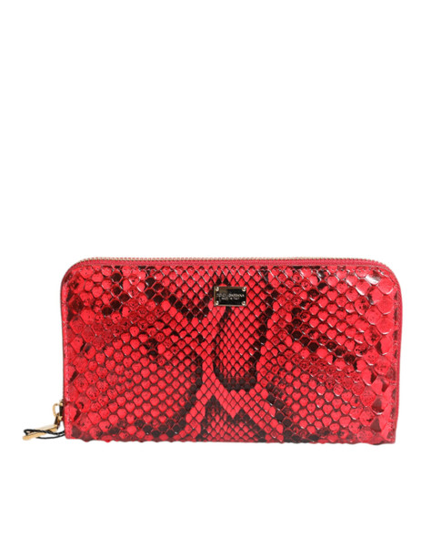 Red Exotic Leather Zip Around Continental Clutch Wallet Red Exotic Leather Zip Around Continental Clutch Wallet
