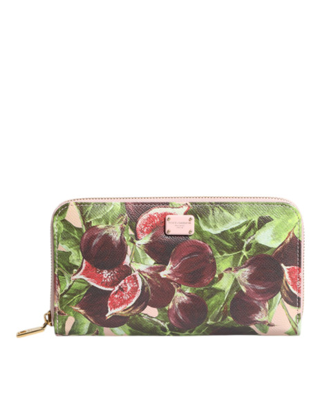 Multicolor Fig Fruit Dauphine Leather Zip Around Continental Wallet Multicolor Fig Fruit Dauphine Leather Zip Around Continental Wallet