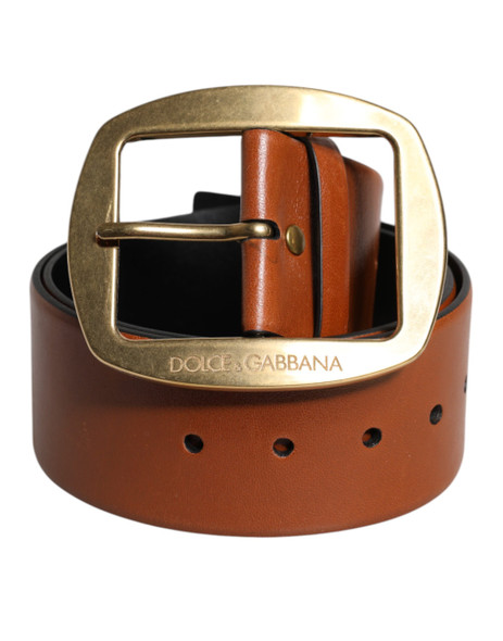 Brown Leather Gold Metal Buckle Classic Belt Brown Leather Gold Metal Buckle Classic Belt