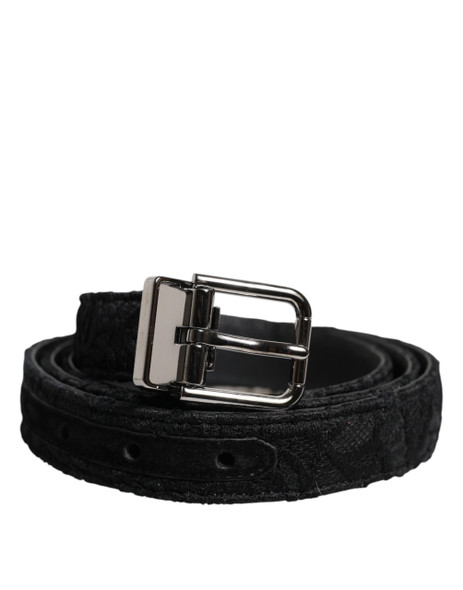 Dolce & Gabbana Black Cotton Blend Silver Metal Buckle Belt Dolce & Gabbana Black Cotton Blend Silver Metal Buckle Belt