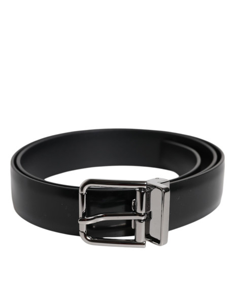 Dolce & Gabbana Black Shiny Leather Silver Metal Buckle Belt Dolce & Gabbana Black Shiny Leather Silver Metal Buckle Belt