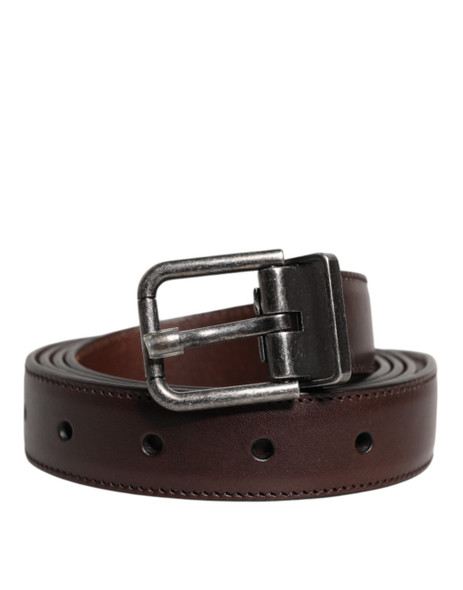 Dolce & Gabbana Brown Leather Silver Metal Buckle Belt Dolce & Gabbana Brown Leather Silver Metal Buckle Belt