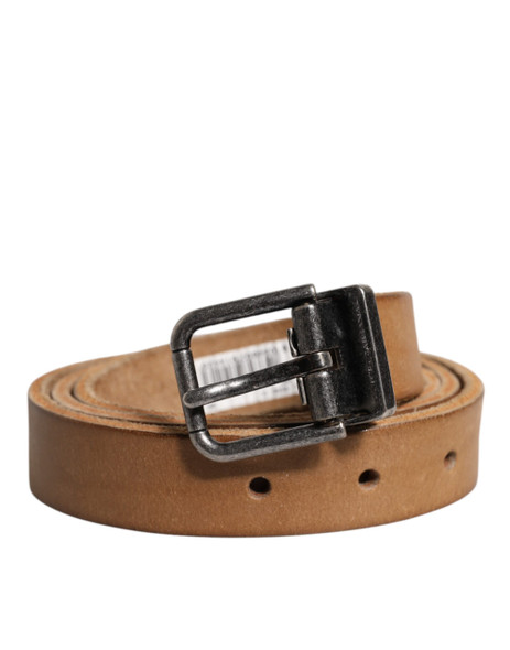 Dolce & Gabbana Brown Leather Silver Tone Metal Buckle Belt Dolce & Gabbana Brown Leather Silver Tone Metal Buckle Belt