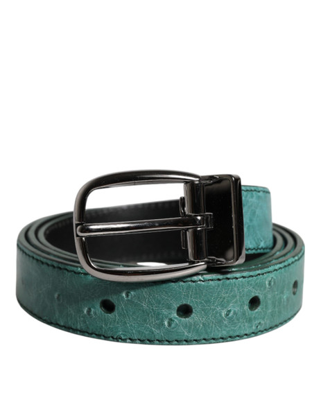 Green Leather Silver Tone Metal Buckle Belt Green Leather Silver Tone Metal Buckle Belt