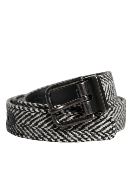 Dolce & Gabbana Black White Silver Tone Metal Buckle Belt Dolce & Gabbana Black White Silver Tone Metal Buckle Belt