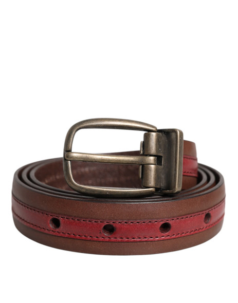 Burgundy Leather Metal Logo Buckle Belt Burgundy Leather Metal Logo Buckle Belt