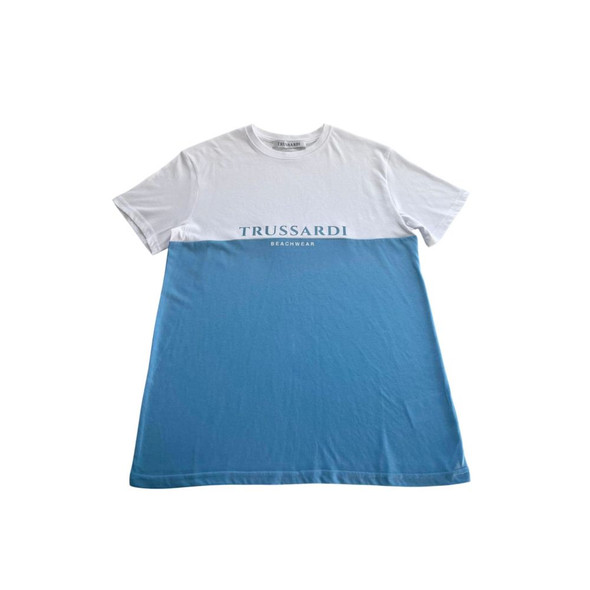 Trussardi Beachwear Light Blue Cotton Men T-Shirt Trussardi Beachwear Light Blue Cotton Men T-Shirt