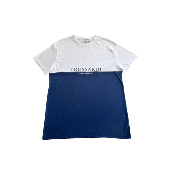 Trussardi Beachwear Blue Cotton Men T-Shirt Trussardi Beachwear Blue Cotton Men T-Shirt