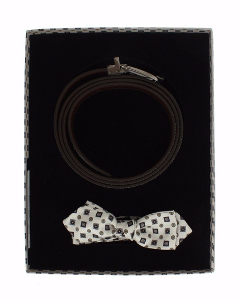White Silk Bowtie Leather Men Belt Gift Box White Silk Bowtie Leather Men Belt Gift Box