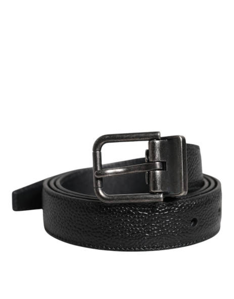 Black Calf Leather Classic Metal Buckle Belt Black Calf Leather Classic Metal Buckle Belt