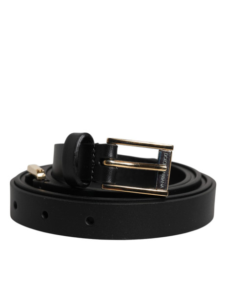 Black Calfskin Classic Metal Logo Buckle Belt Black Calfskin Classic Metal Logo Buckle Belt