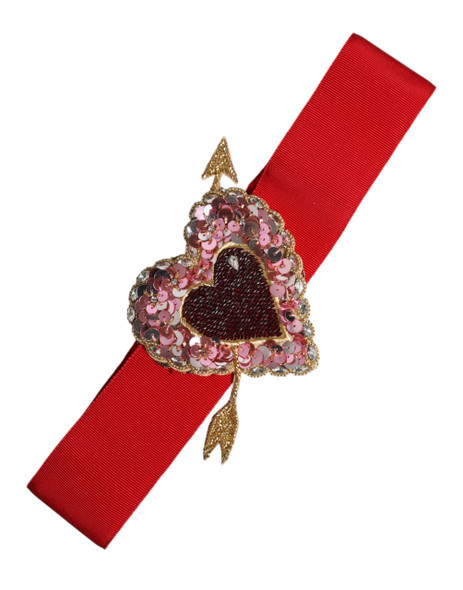 Red Stretch Wide Waist Heart Embellished Belt Red Stretch Wide Waist Heart Embellished Belt